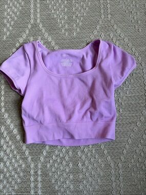 wild fable Lilac Ribbed Scoop Neck Crop Top